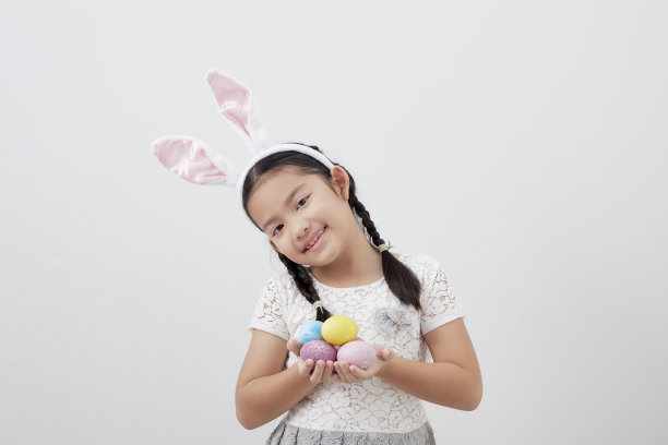 复活节兔子,亚洲人,儿童