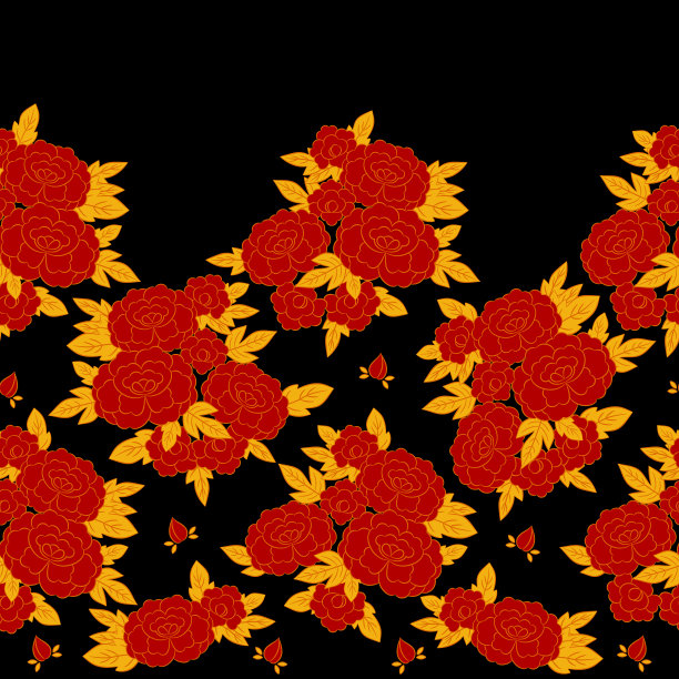 传统,牡丹花卉底纹