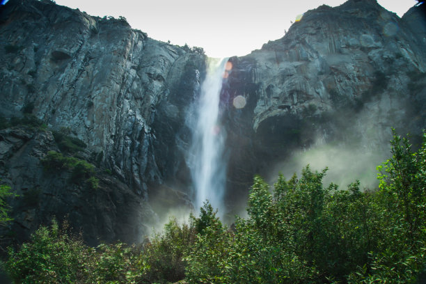 瀑布与远山