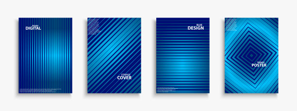 蓝色简约大气画册封面模板设计