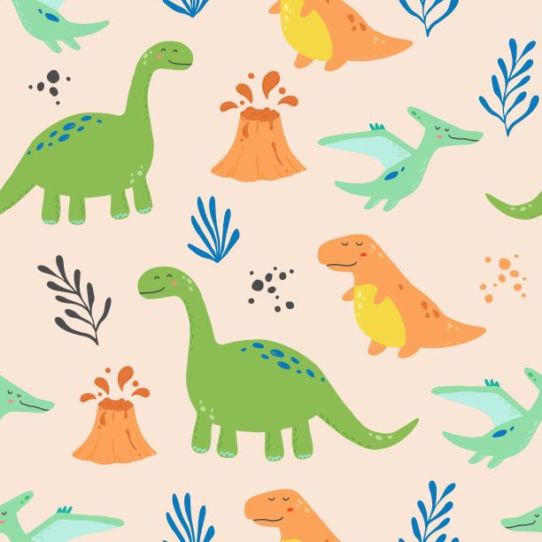 抽象卡通恐龙图案