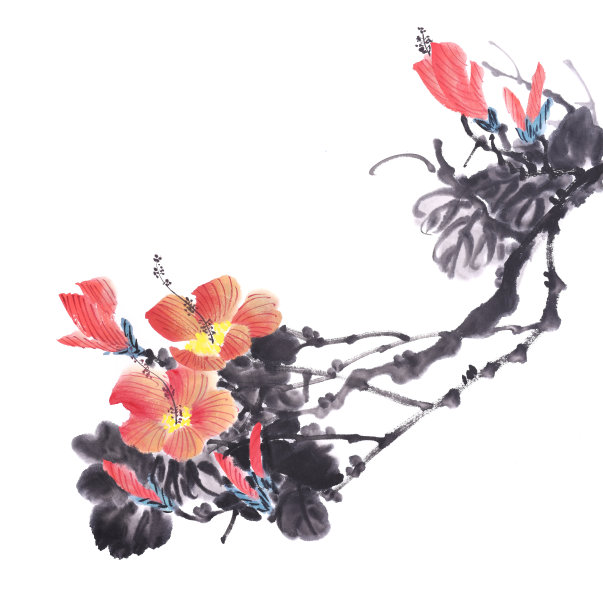 彩绘花卉纹