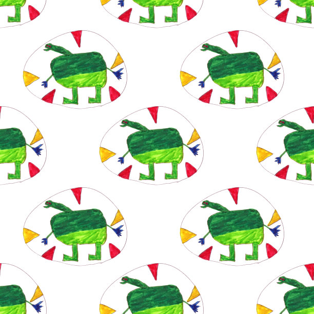 抽象卡通恐龙图案