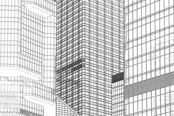 城市建筑线描