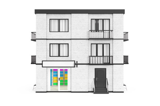 临街建筑立面街道效果图