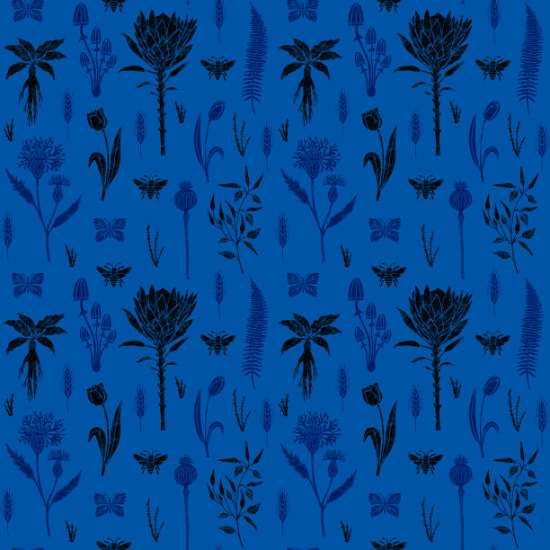 蘑菇四方连续印花图案