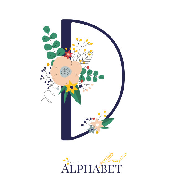 字母花卉组合