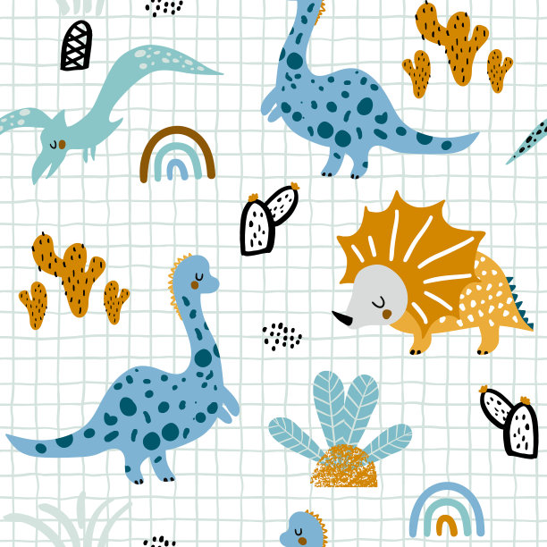 抽象卡通恐龙图案