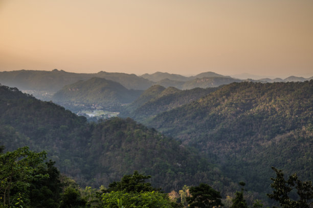 秋季树叶和住宅建筑