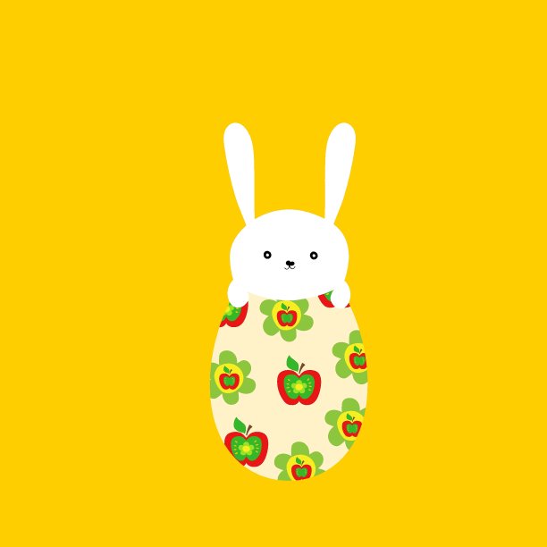 苹果兔子插画