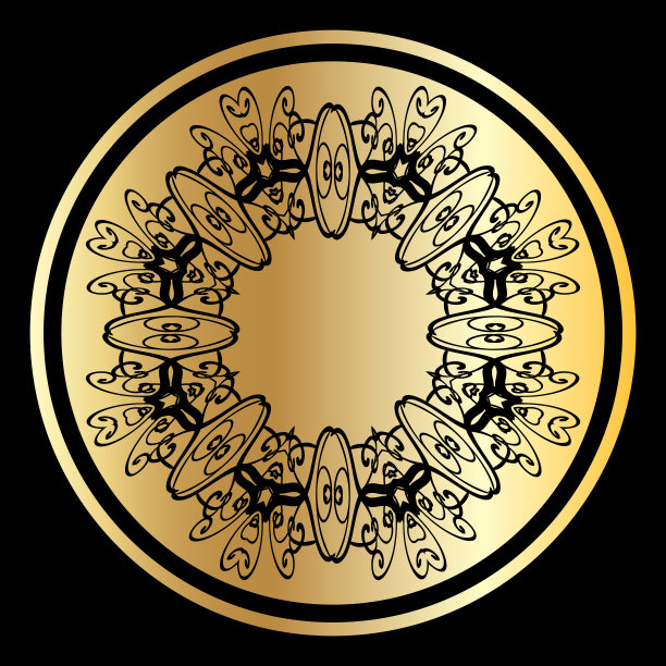 花卉环绕的圆形装饰矢量图案