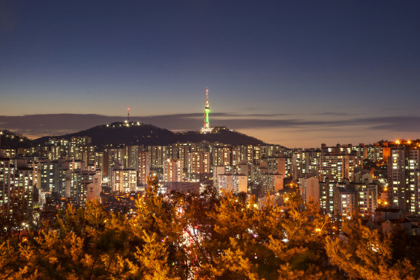 韩国汉城夜景照明