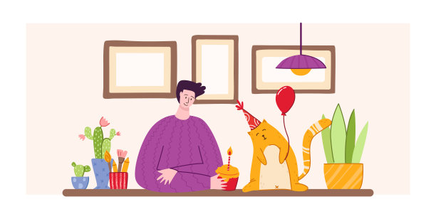 生日小猫派对可爱庆祝蛋糕形象
