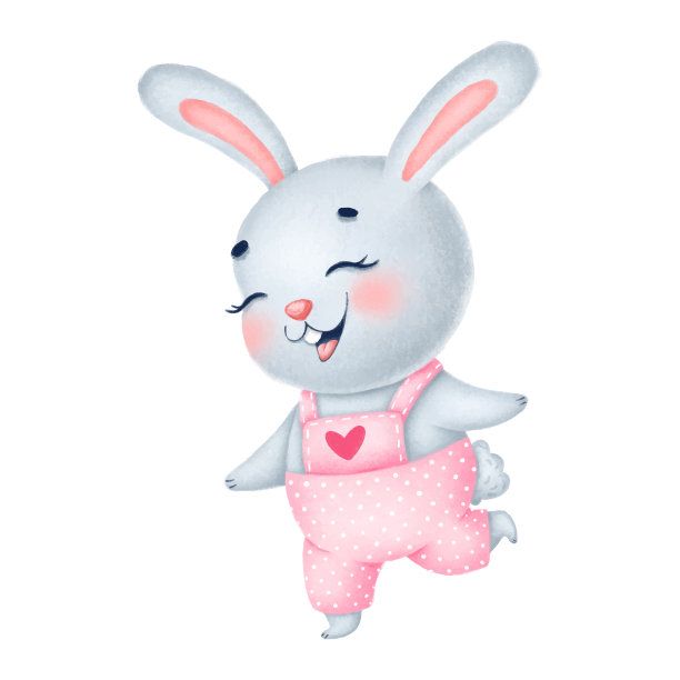 可爱卡微笑的兔子