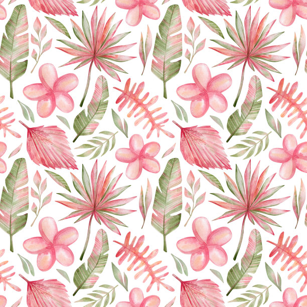 粉色花卉植物无缝图案