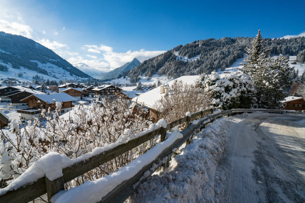 雪景天空建筑背景