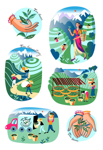 中式田园风光插画