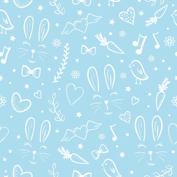 可爱小花兔卡通插画