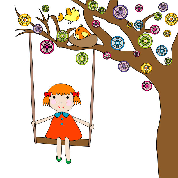 荡秋千可爱卡通