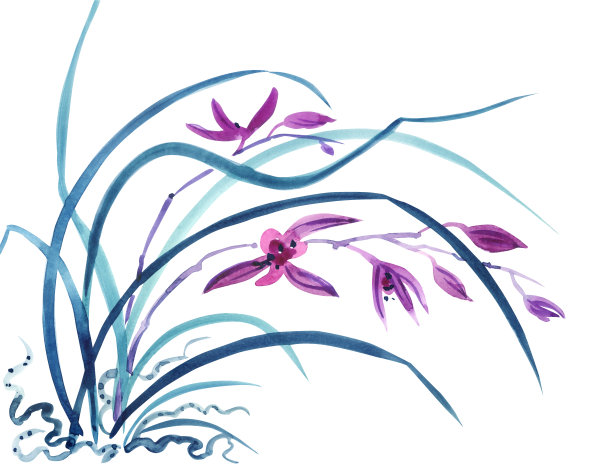 水墨兰花中国画