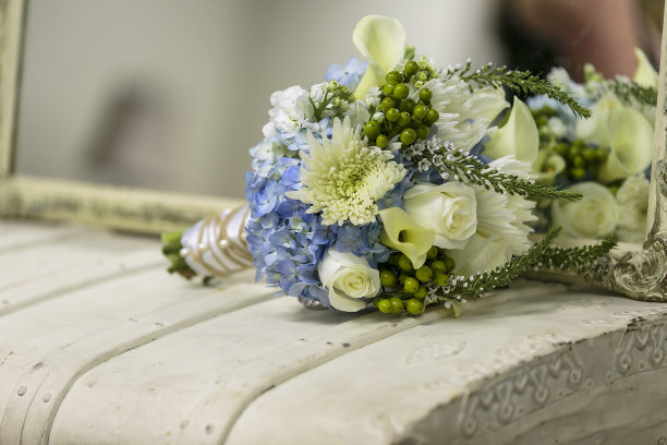 婚礼浪漫,蓝色,底纹花