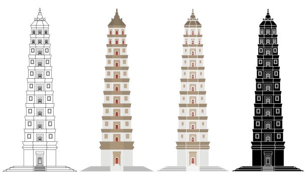 中式建筑插画