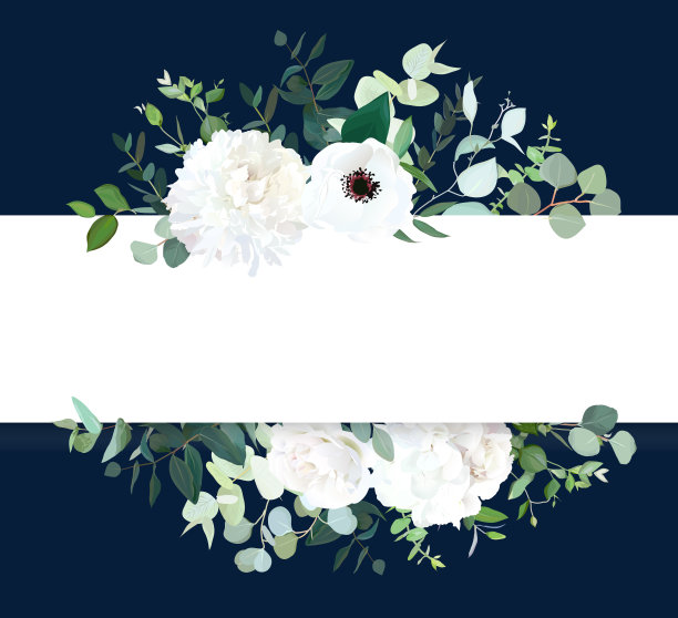 蓝白色简约婚礼设计