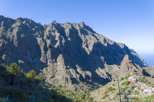 峡谷风光峭壁绿植蓝天