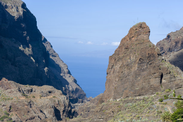 峡谷风光峭壁绿植蓝天