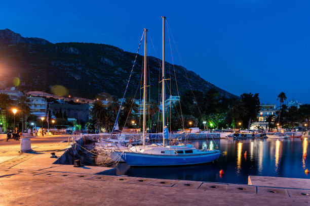 游艇,希腊,黄昏
