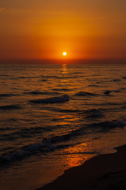 海上日出,晨曦,红太阳,海洋