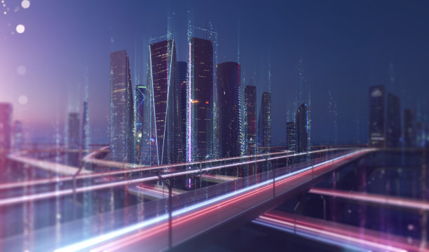 科技未来感城市夜景