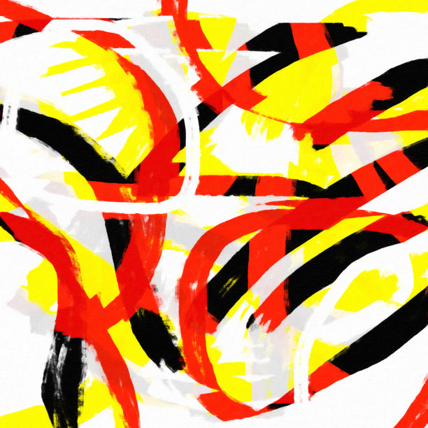 红黄色调抽象画