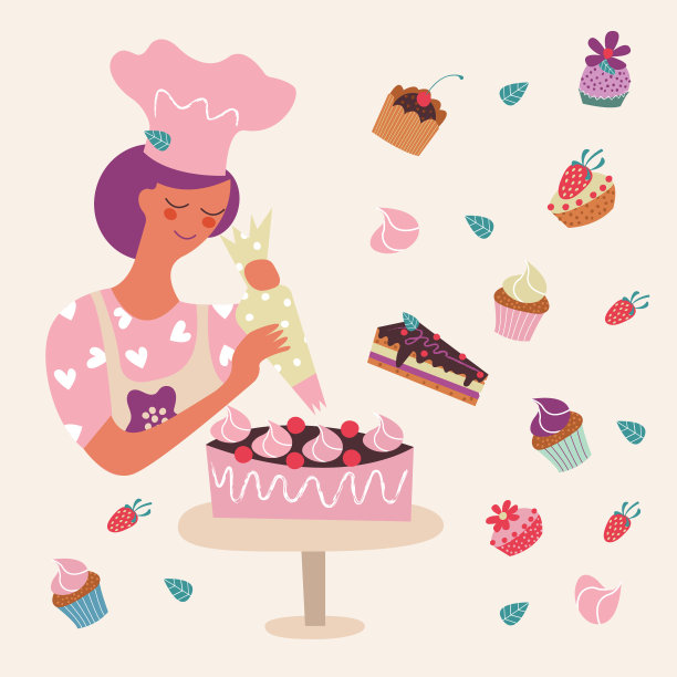甜品蛋糕插画图案