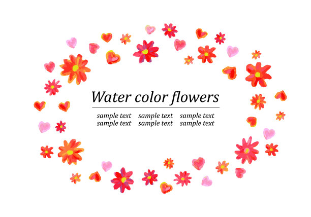 水彩环形花卉