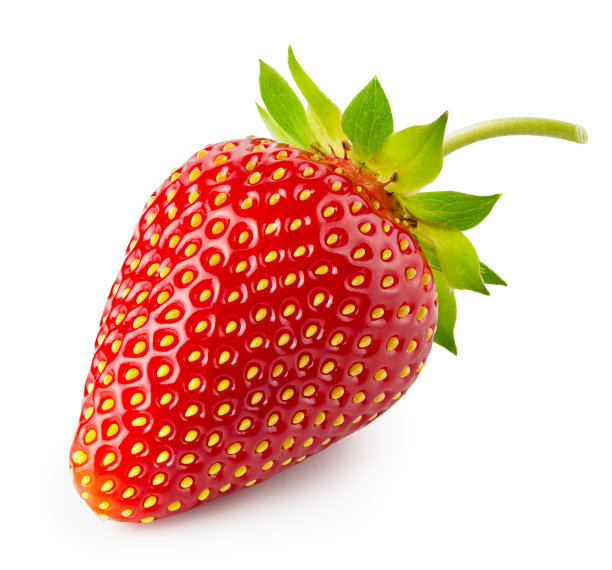 纯白背景下的新鲜草莓