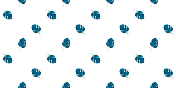 清新蓝绿棕榈叶图案背景