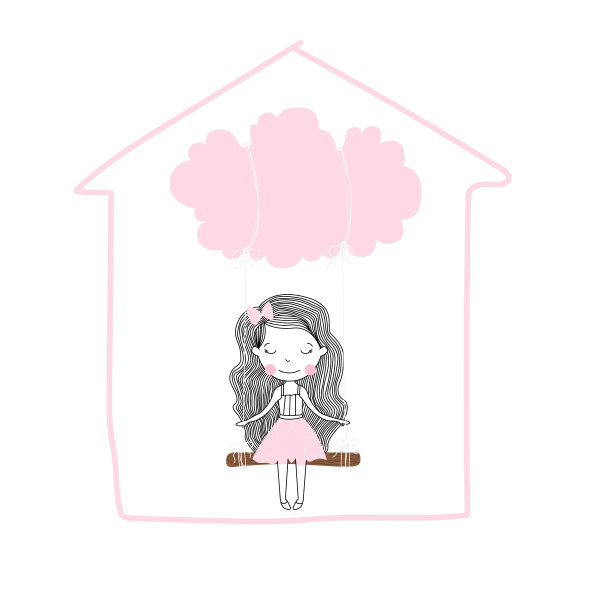 卡通粉色房子