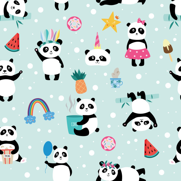 熊猫家纺图案