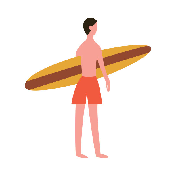 男人拿着冲浪板的背影