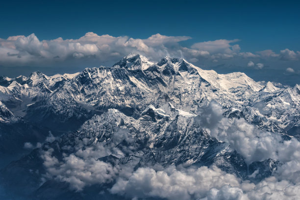 高空中的蓝天白云自然景观