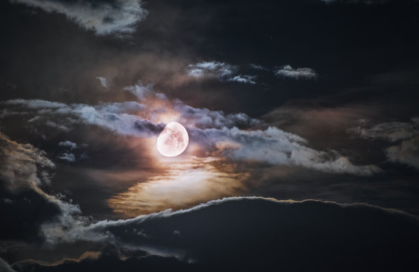 夜色月亮星空云朵
