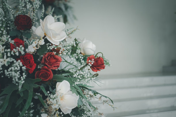 红色婚礼花艺素材