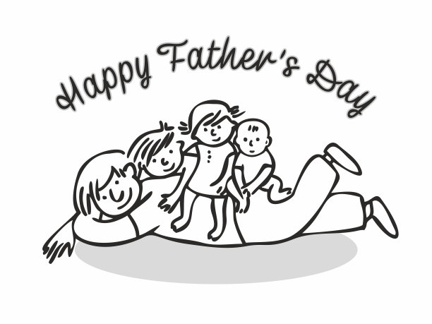 父亲节儿童节一家人亲子插画