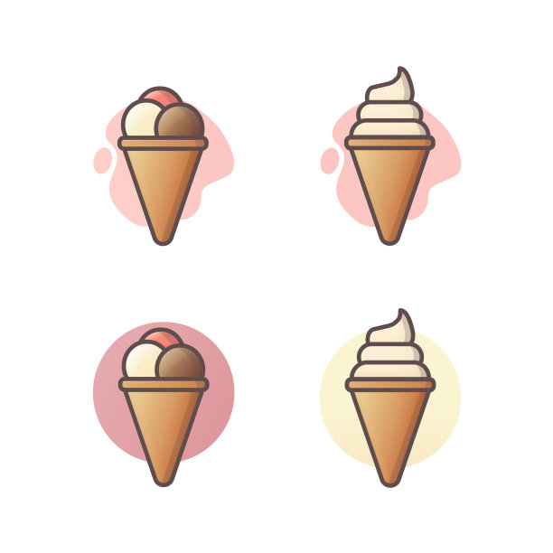 彩色冰淇淋甜点