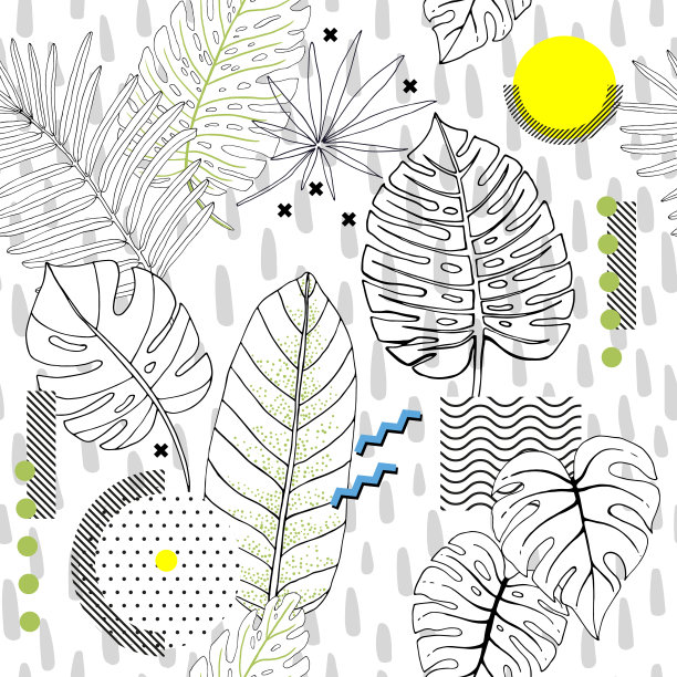 植物波点印花设计图案