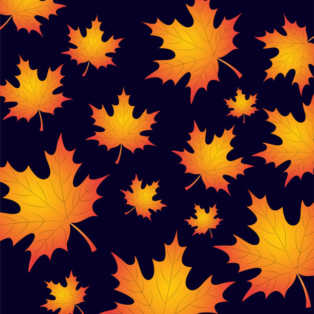多彩枫叶无缝图案矢量背景