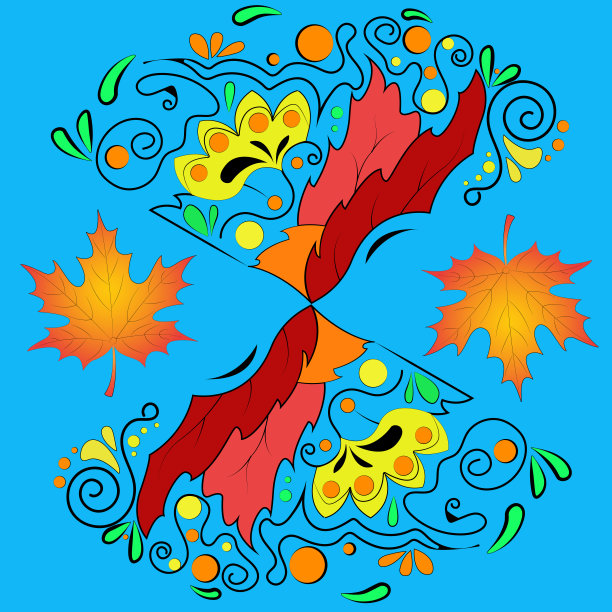 多彩枫叶无缝图案矢量背景