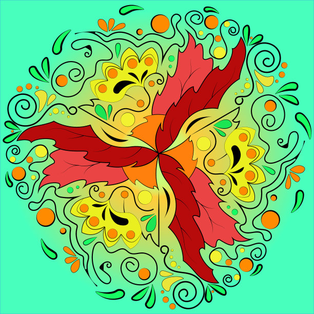 多彩枫叶无缝图案矢量背景