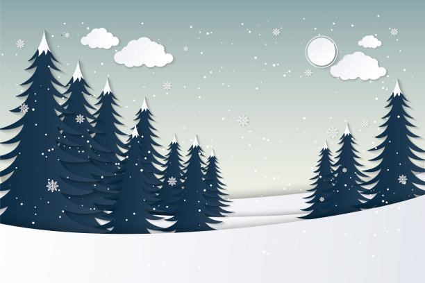 冬天矢量插画雪景海报